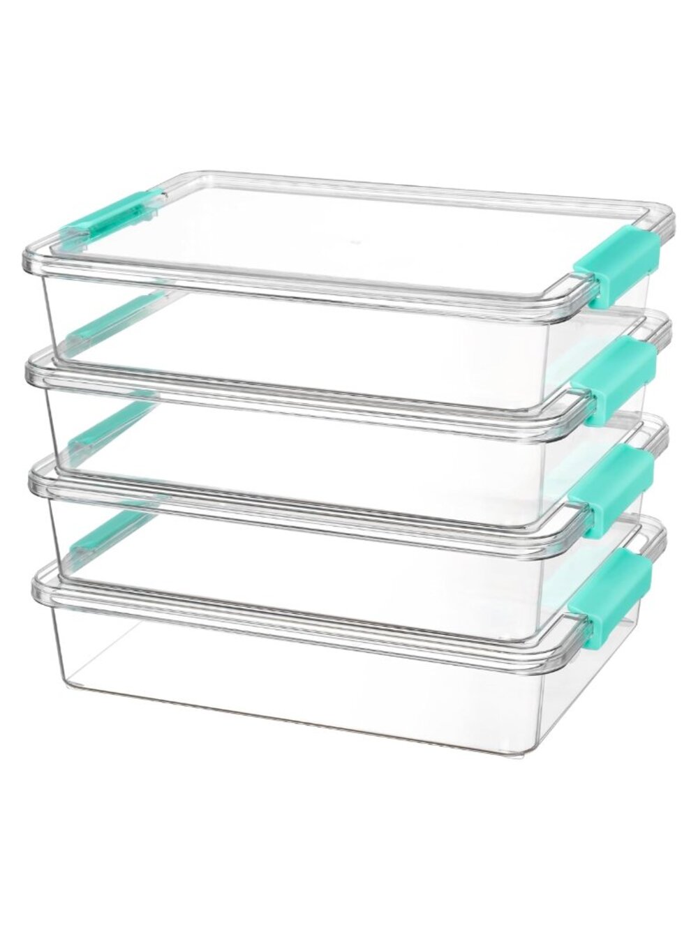 4 Pack 6 Qt Clear Plastic Storage Bins with Lids Stackable Organizer